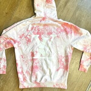 Assholes*s Live Forever Tie Dye Hoodie Pink LV Logo Sweatshirt Women's Mens XL
